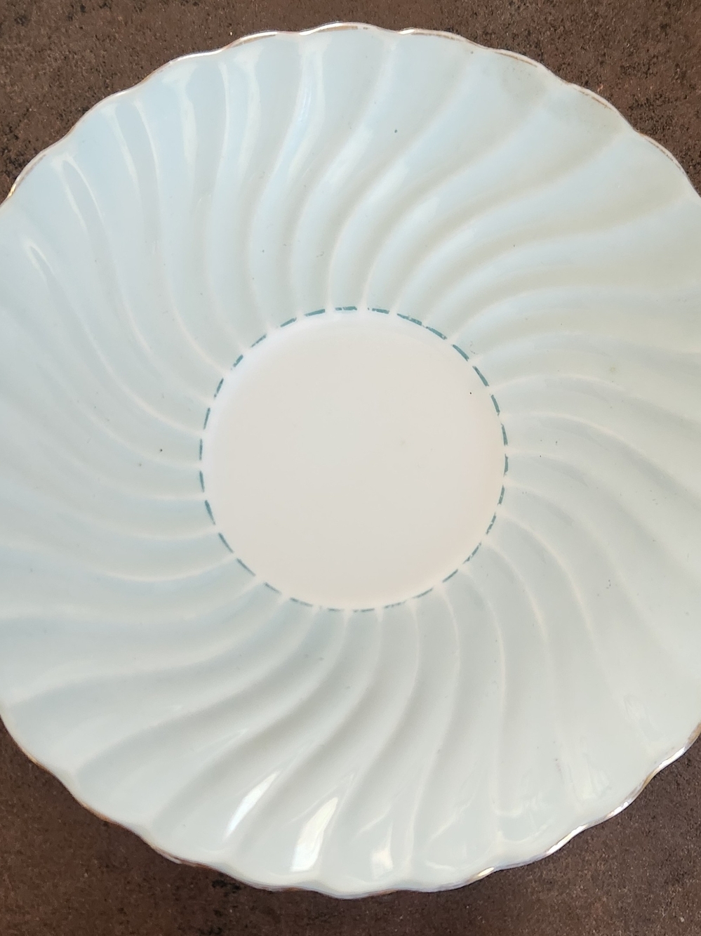 VTG Aynsley China Bone China Saucer Pale Blue Swirl with Scalloped Edge Trim